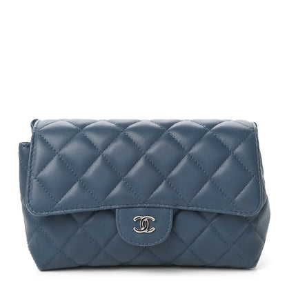 Chanel Lambskin Quilted Flap Cosmetic Case Blue 1 of 11