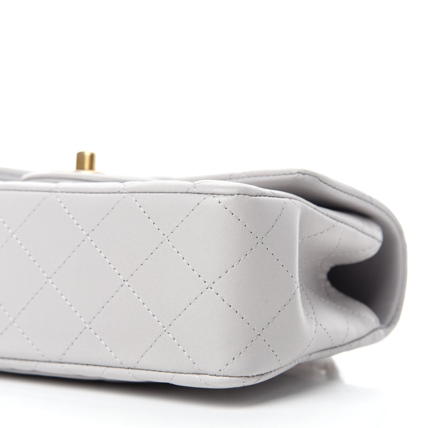 Lambskin Quilted Mini Top Handle Rectangular Flap Grey