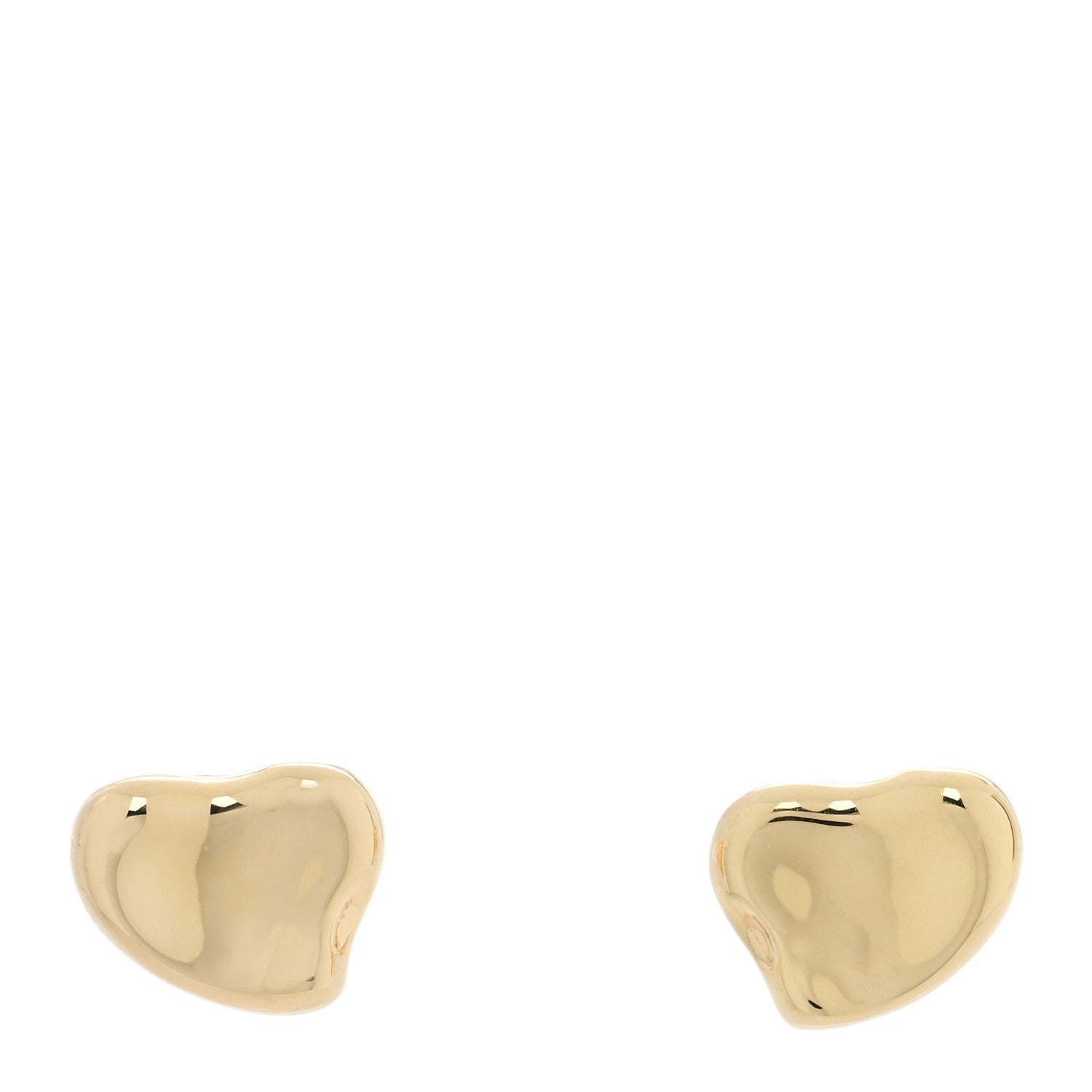 Tiffany 18K Yellow Gold 10mm Elsa Peretti Full Heart Earrings 1 of 5