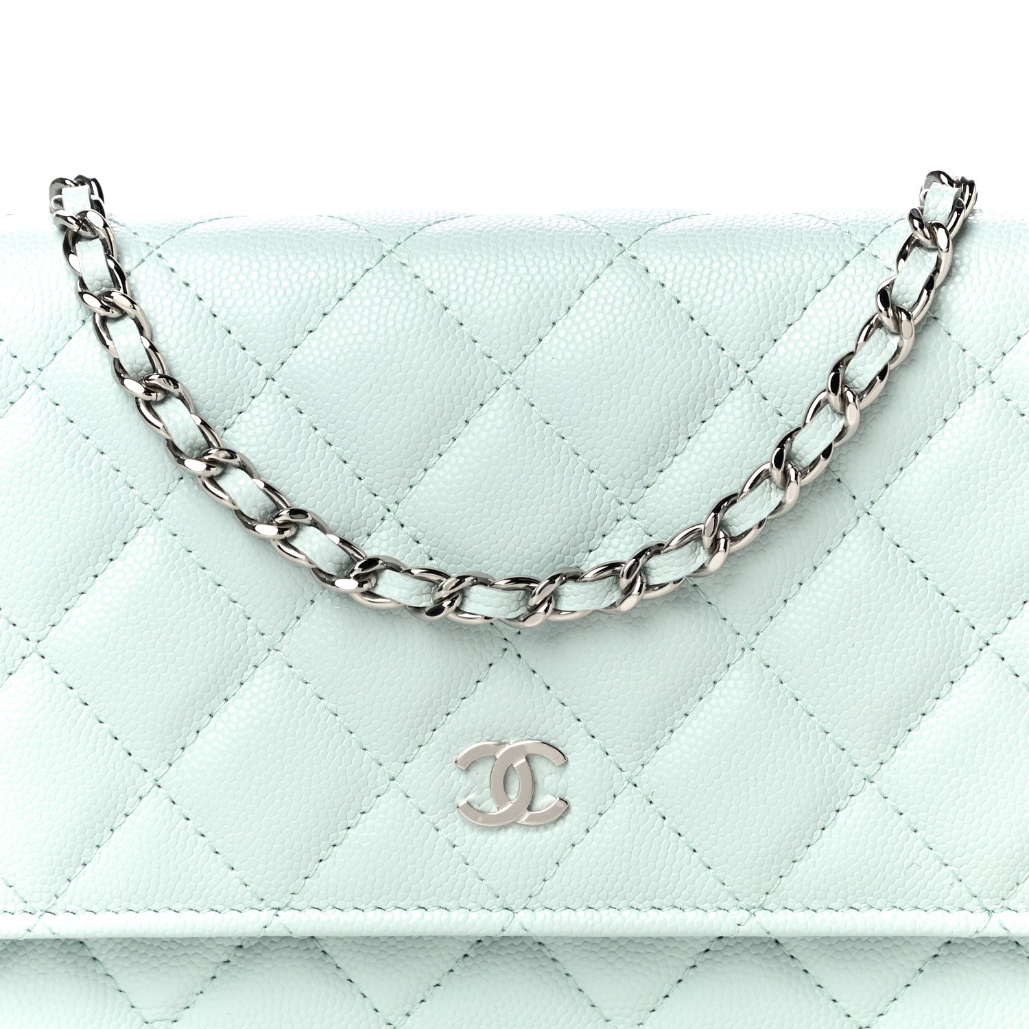 Chanel Caviar Quilted Wallet On Chain WOC Light Blue 9 of 12
