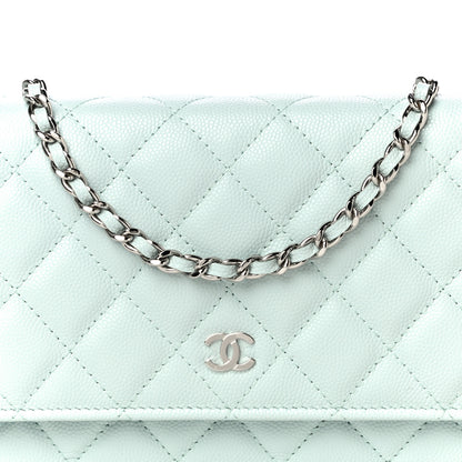 Chanel Caviar Quilted Wallet On Chain WOC Light Blue 9 of 12