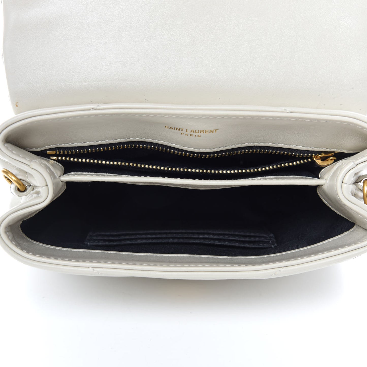 Calfskin Y Quilted Monogram Toy Loulou Crossbody Bag Blanc Vintage