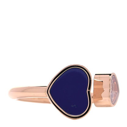 Chopard 18K Rose Gold Diamond Blue Gem Happy Hearts Ring 52 6 5 of 9