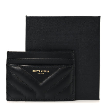 Saint Laurent Calfskin Matelasse Chevron Joan Credit Card Case Black 8 of 8