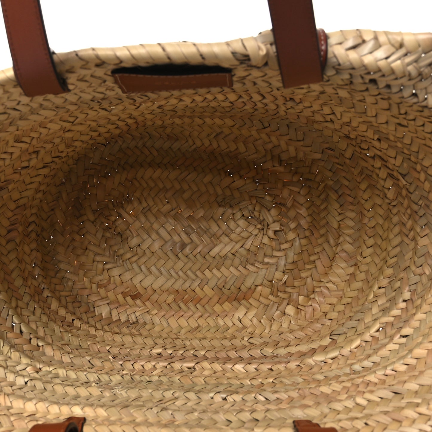 Raffia Calfskin Triomphe Medium Panier Tan Tan