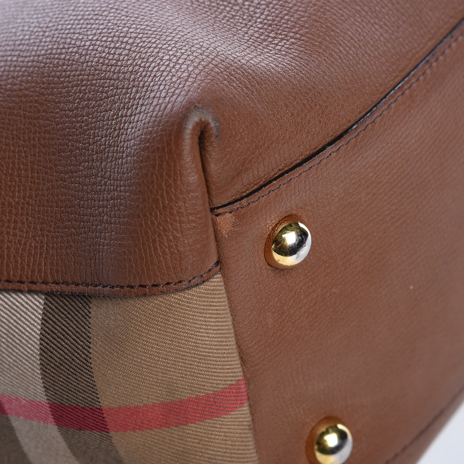 Burberry Derby Calfskin House Check Medium Welburn Tote Tan 13 of 21