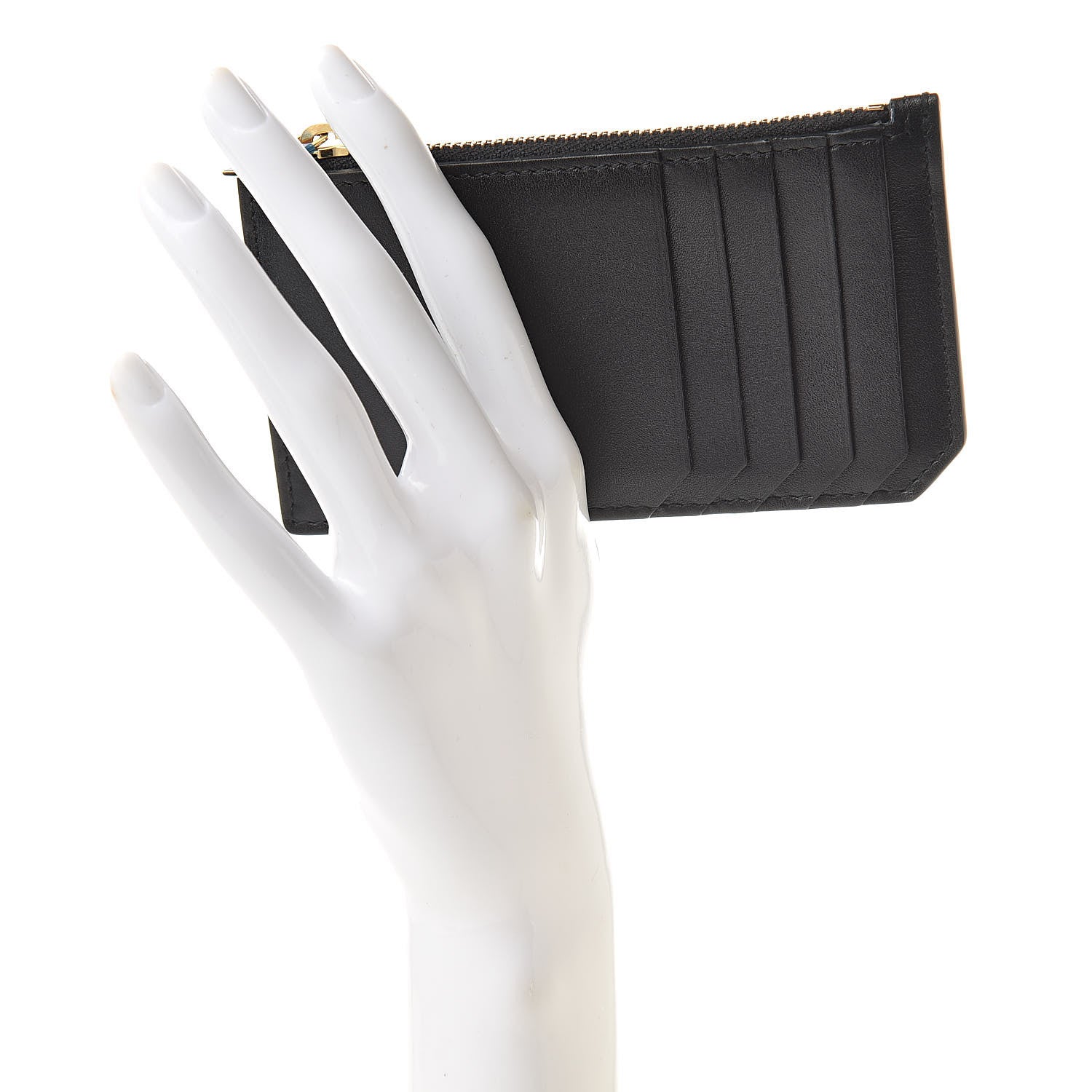 Saint Laurent Calfskin 5 Fragments Zip Pouch Card Holder Black 2 of 8