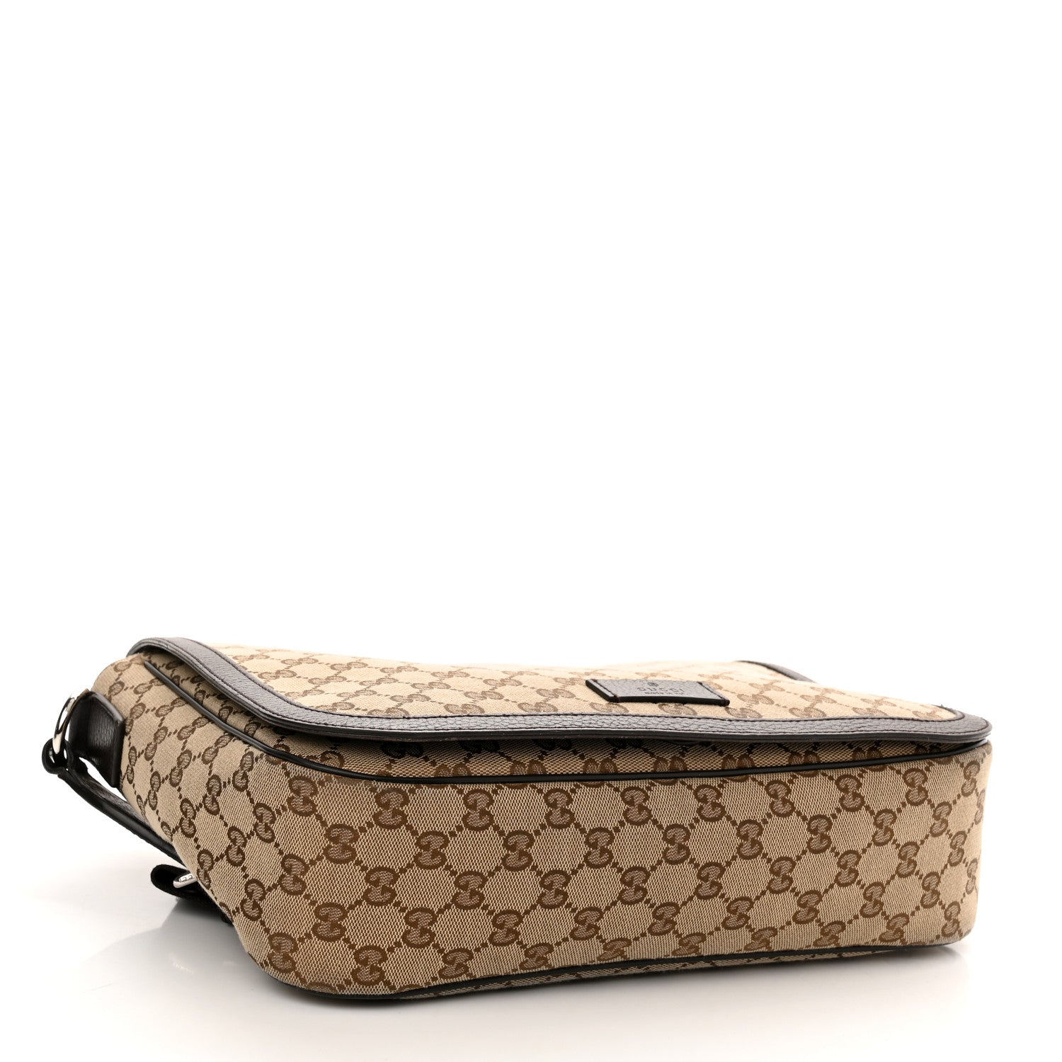 Gucci Monogram Large Flap Messenger Bag Beige Dark Brown 4 of 13