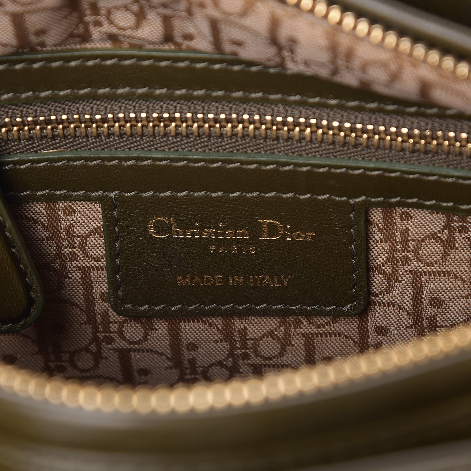 Christian Dior Lambskin Cannage Medium Lady Dior Olive Green 8 of 9