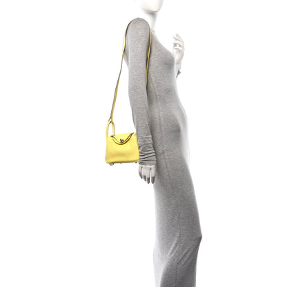 Hermes Taurillon Clemence Mini Lindy 20 Limoncello 2 of 10
