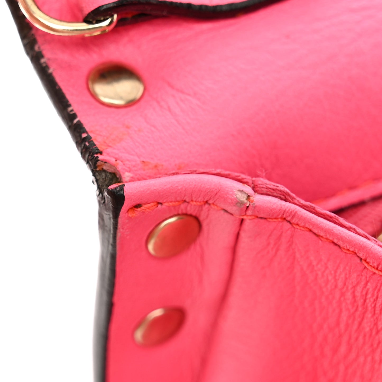 Vitello Rockstud Chain Flap Crossbody Bag Fuxia Fluo