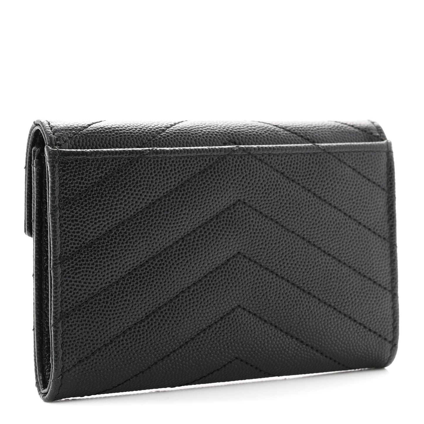 Grain De Poudre Matelasse Chevron Small Monogram Envelope Wallet Black