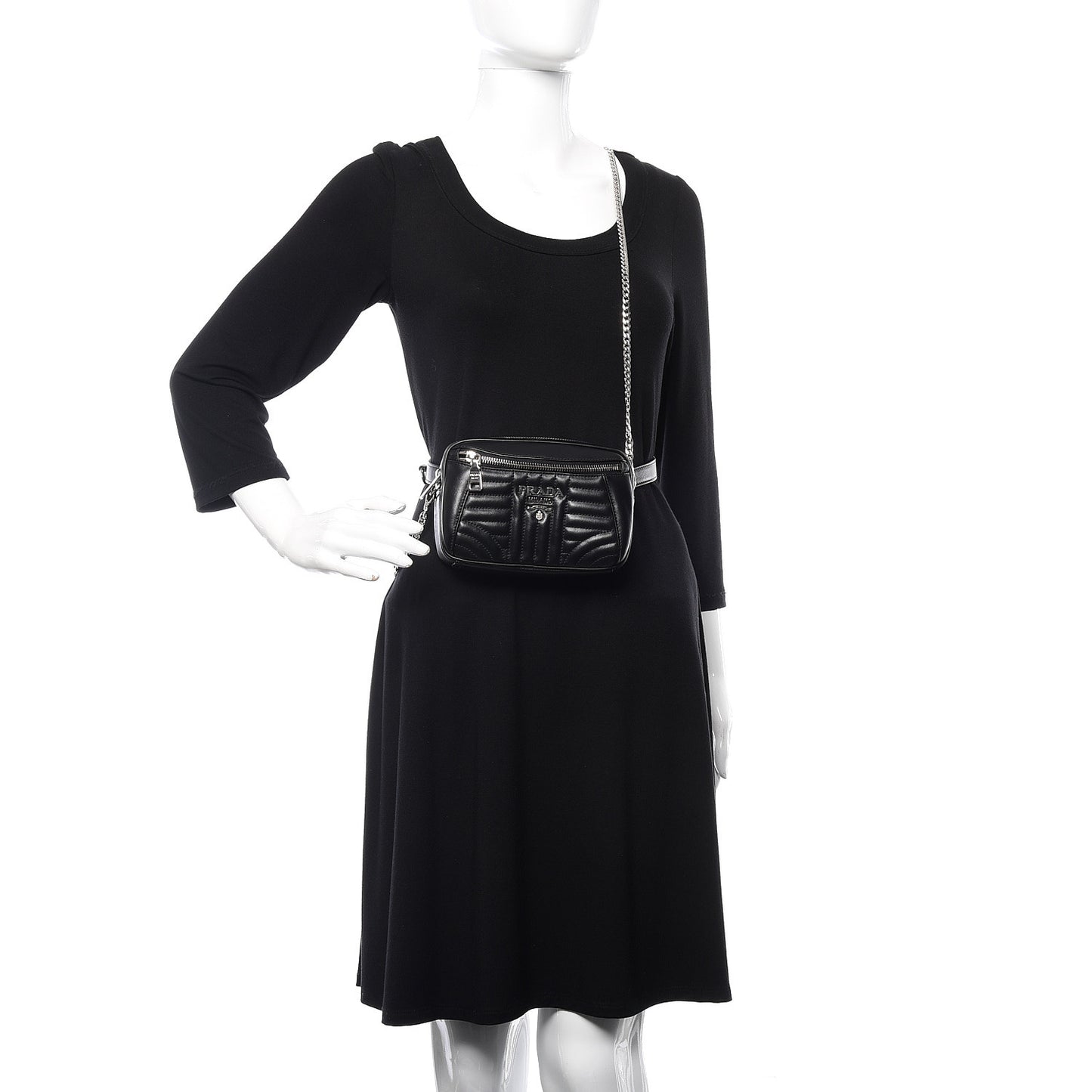 Soft Calfskin Impunture Diagramme Belt Bag Black