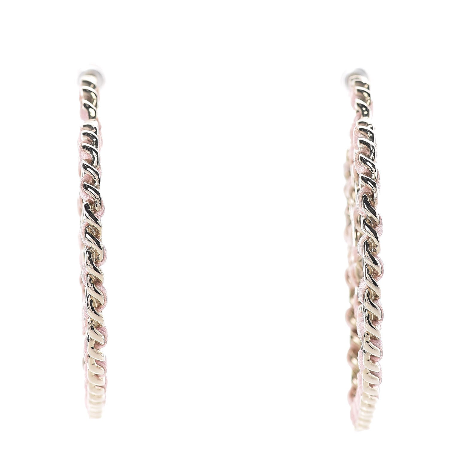 Chanel Satin Ribbon CC Heart Chain Earrings Pink 1 of 7