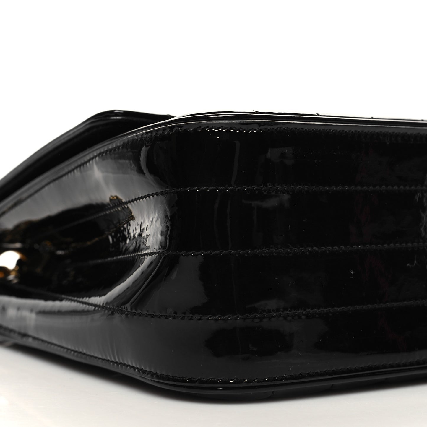 Patent Matelasse Monogram Large Vicky Chain Bag Black