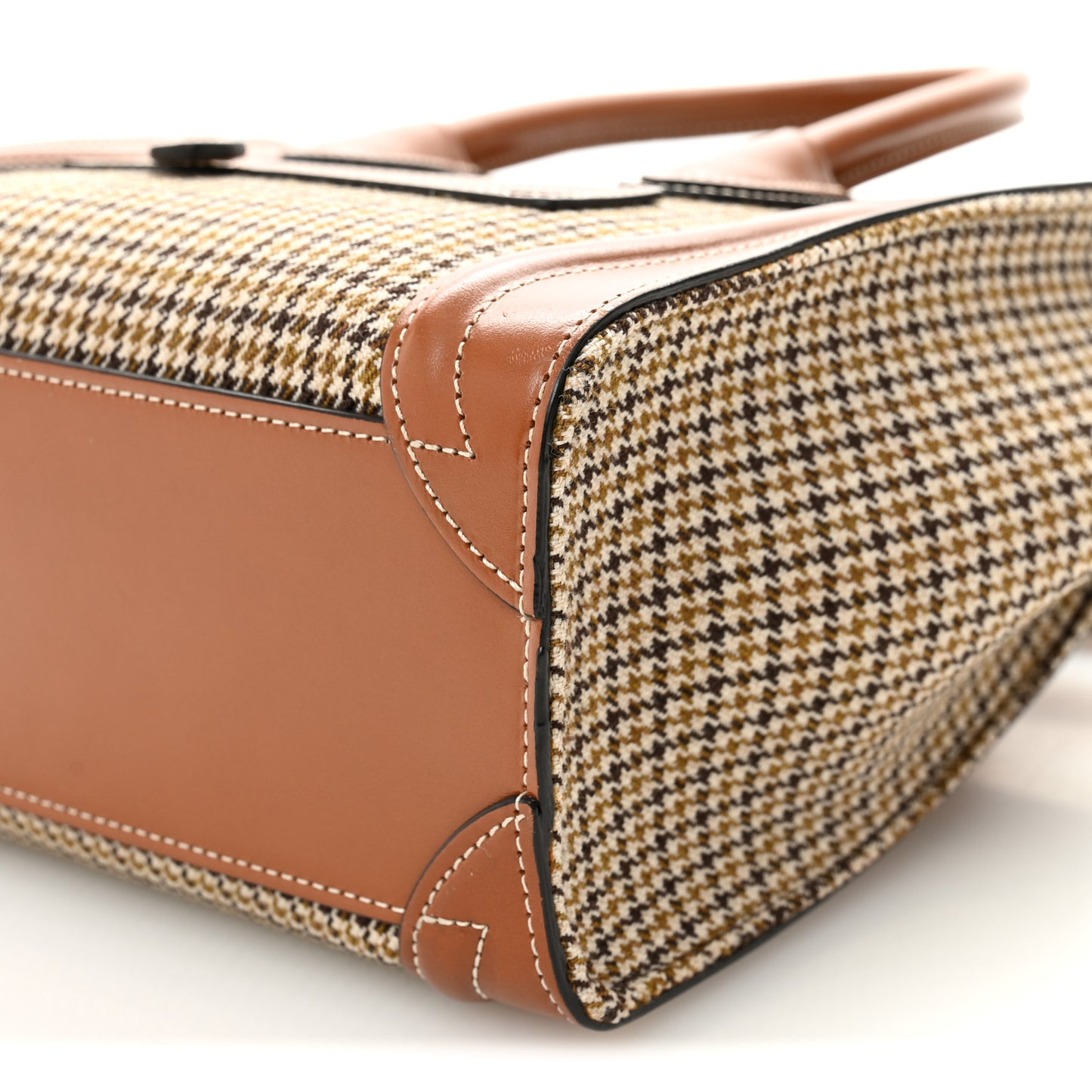 Smooth Calfskin Houndstooth Nano Luggage Tan