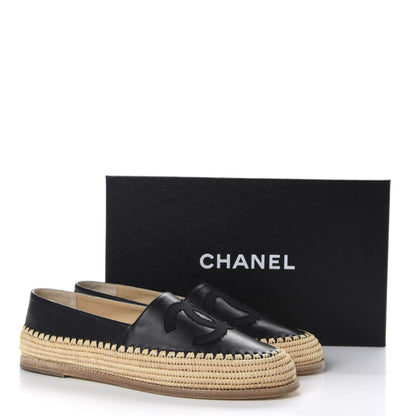 Chanel Lambskin Grosgrain CC Espadrilles 39 Black 10 of 10