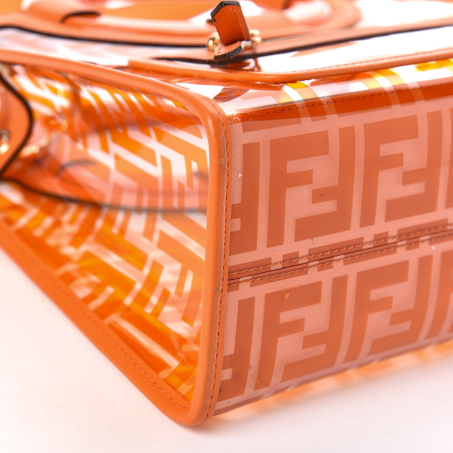 TPU FF Vitello Century Plexiglass Small Runaway Shopper Tote Aranciata