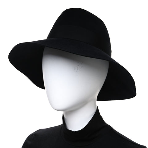 Felt Leather Monogram Fedora XL Hat Black