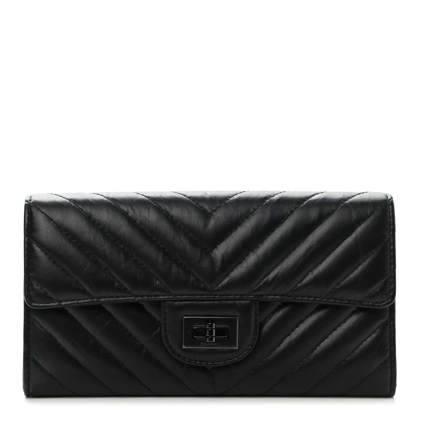 Aged Calfskin Quilted Large Reissue Gusset Flap Wallet So Black