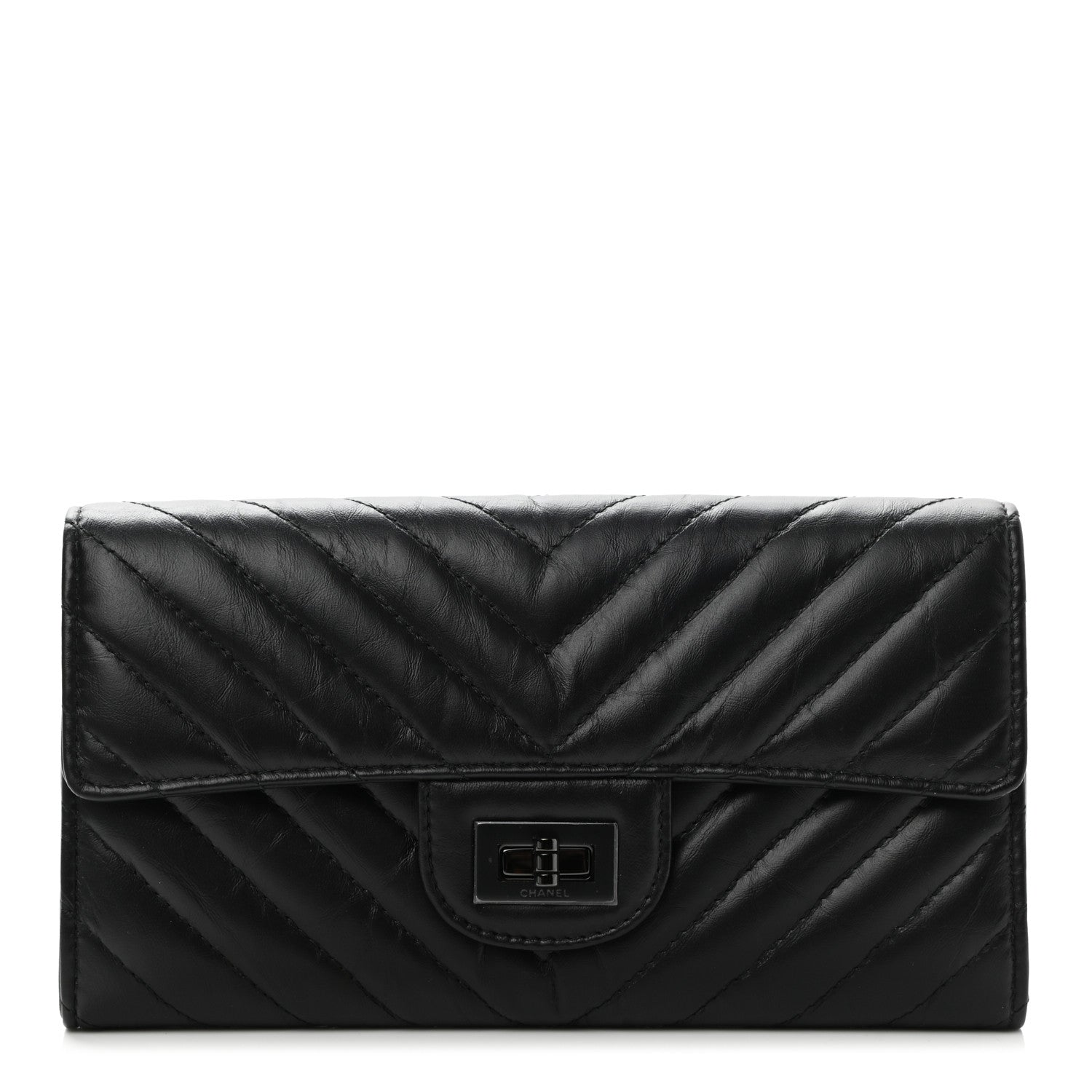 Chanel Aged Calfskin Quilted Large Reissue Gusset Flap Wallet So Black 1 of 9