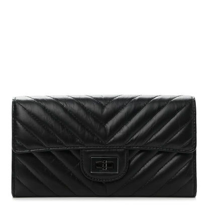 Chanel Aged Calfskin Quilted Large Reissue Gusset Flap Wallet So Black 1 of 9