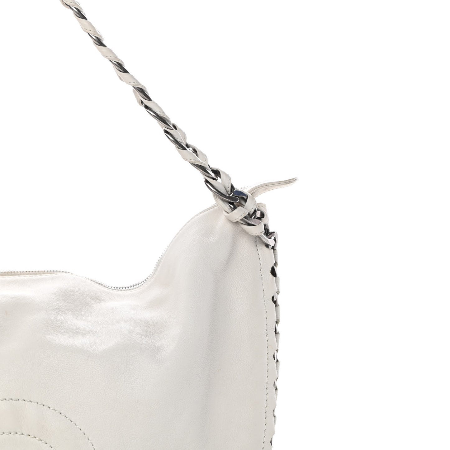 Calfskin Modern Chain Hobo White