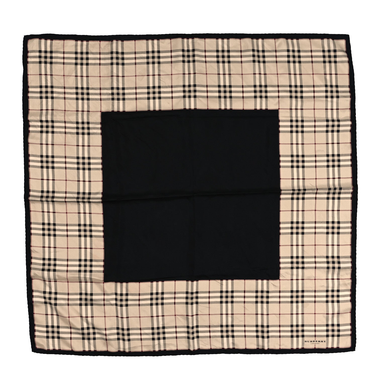 Burberry Silk Check Square Scarf Beige Black 1 of 4