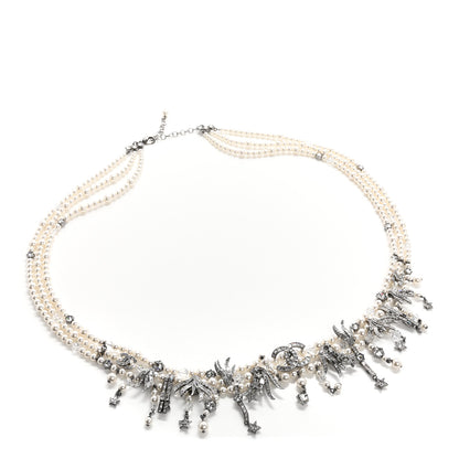 Chanel Pearl Crystal CC Wing Star Belt 100 40 Ruthenium Pearly White 1 of 4