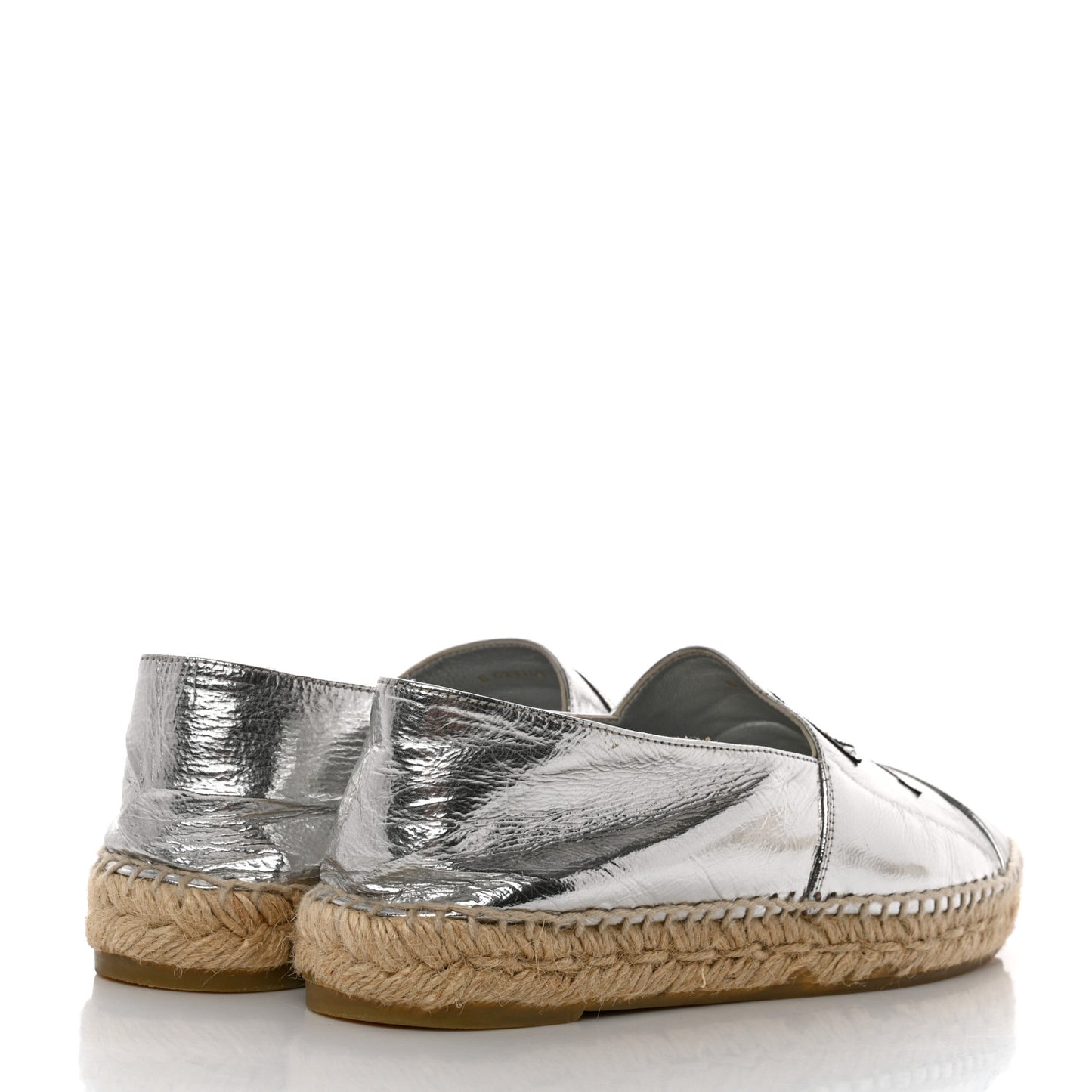 Laminated Goatskin CC Espadrilles 38 Silver