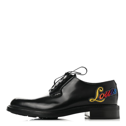 Louis Vuitton Calfskin Mens Derby Shoes 9 Black 1 of 8
