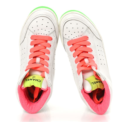 Chanel Calfskin Womens Logo High Top Sneakers 36.5 White Multicolor 2 of 11