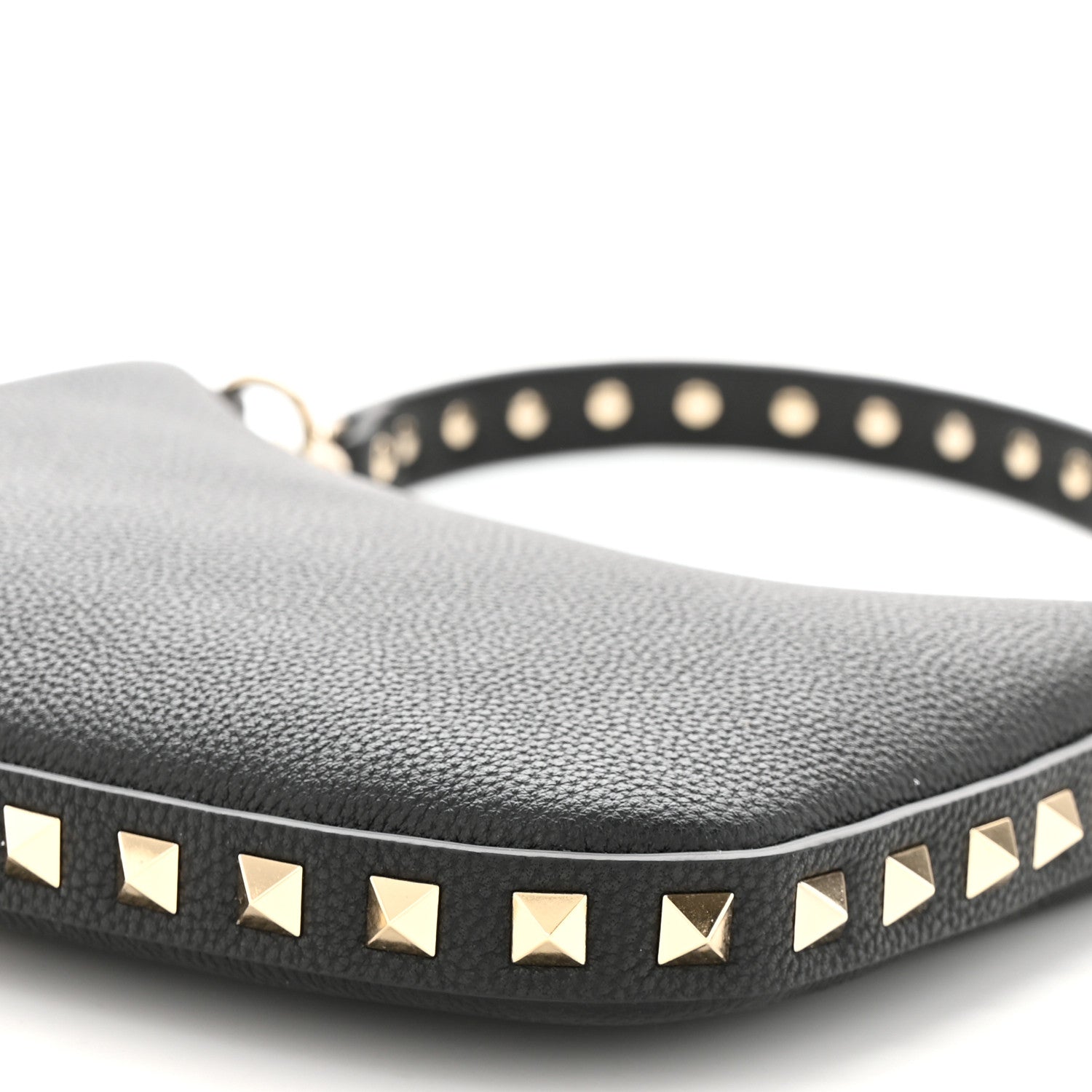 Valentino Garavani Grainy Calfskin Mini Rockstud Hobo Black 9 of 9