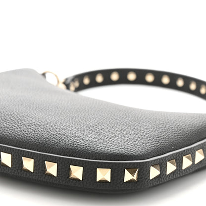 Valentino Garavani Grainy Calfskin Mini Rockstud Hobo Black 9 of 9