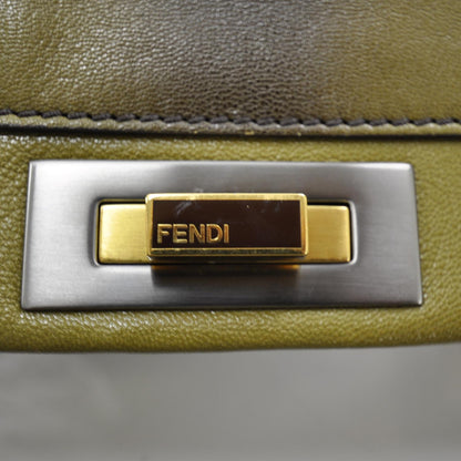 Fendi Goatskin Large Peekaboo Iconic Satchel Olive 8 of 8