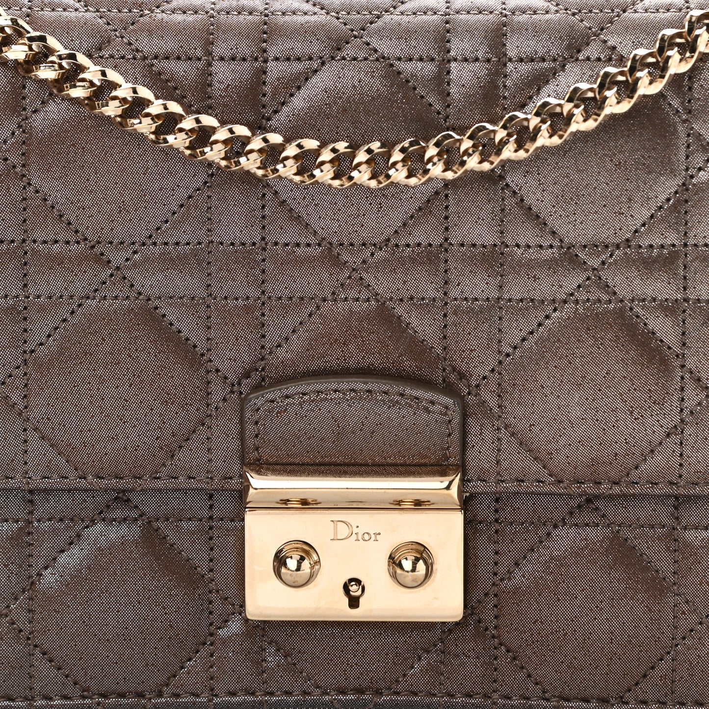 Metallic Calfskin Cannage Miss Dior Promenade Pouch Brown