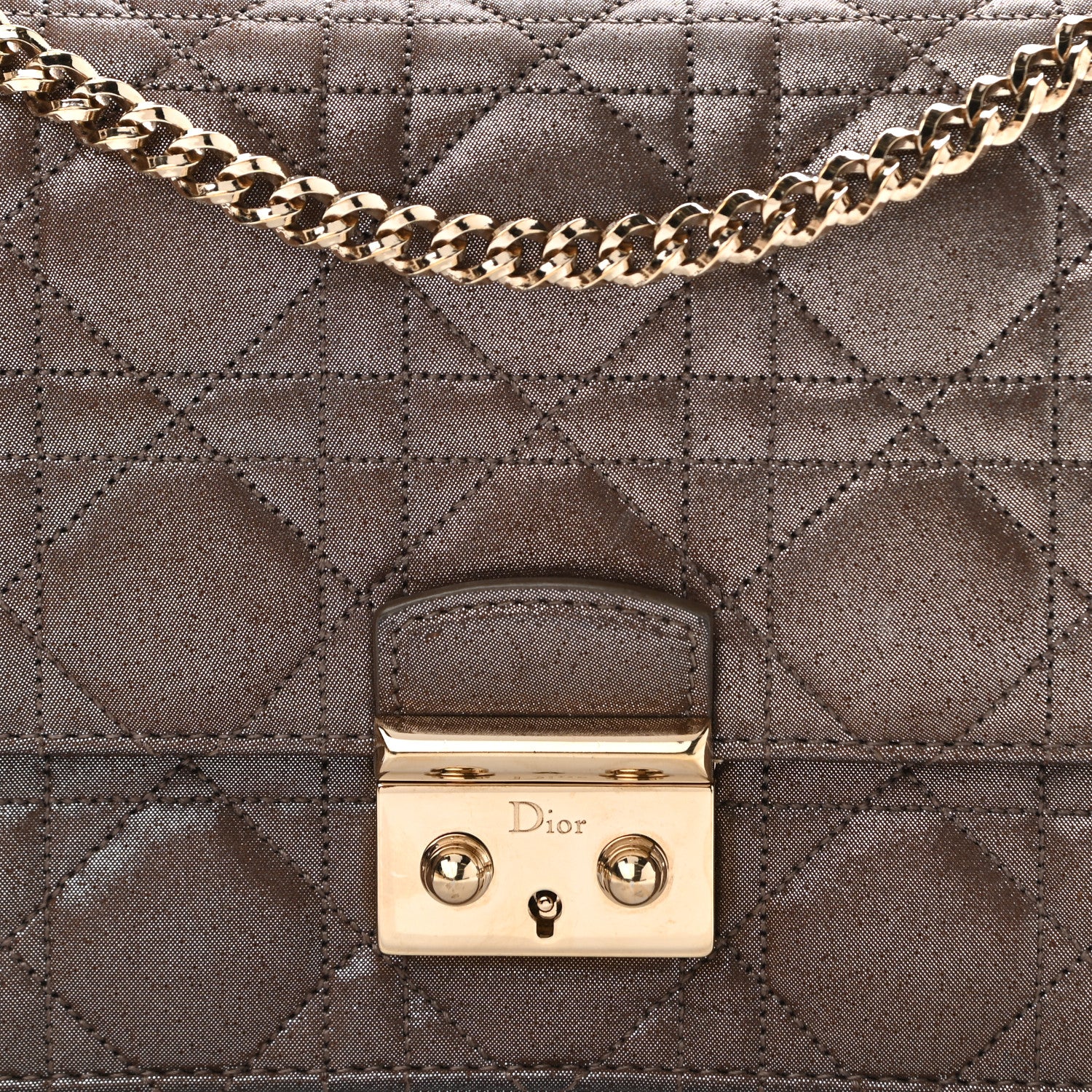 Christian Dior Metallic Calfskin Cannage Miss Dior Promenade Pouch Brown 8 of 11