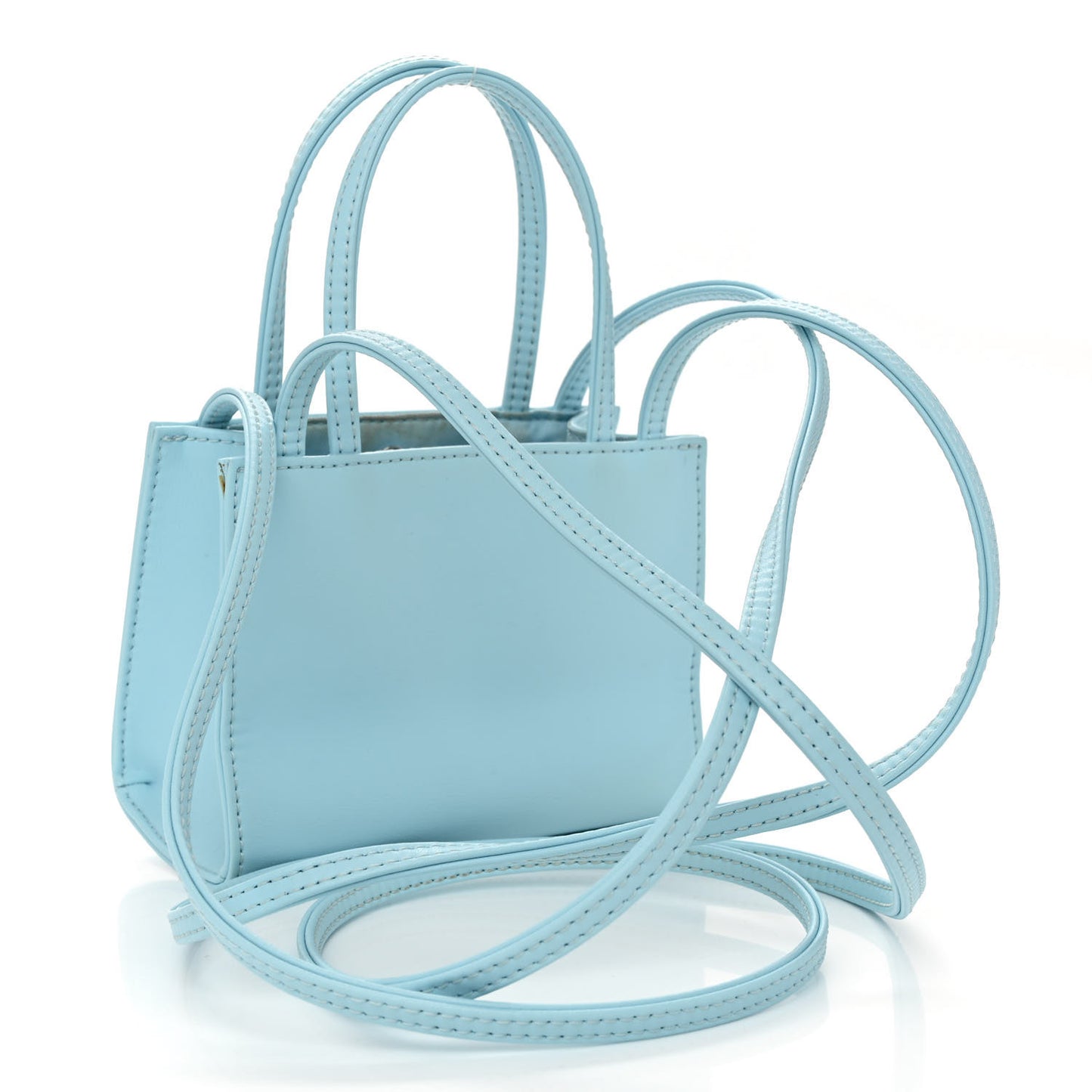Vegan Leather Small Shopping Bag Pool Blue