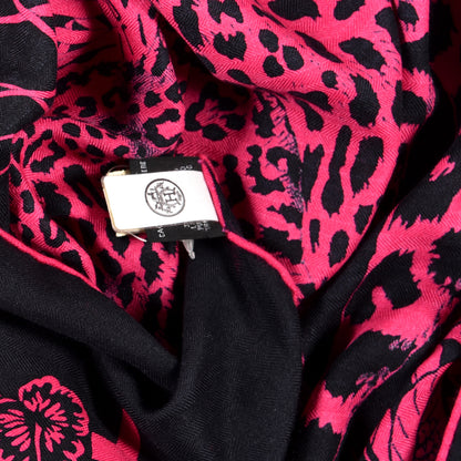 Hermes Cashmere Silk Jungle Love Tattoo Shawl 140 Bleu Noir Rose Vif 5 of 5