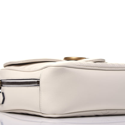 Gucci Calfskin Matelasse Sylvie Web Small GG Marmont Top Handle Shoulder Bag White 9 of 10