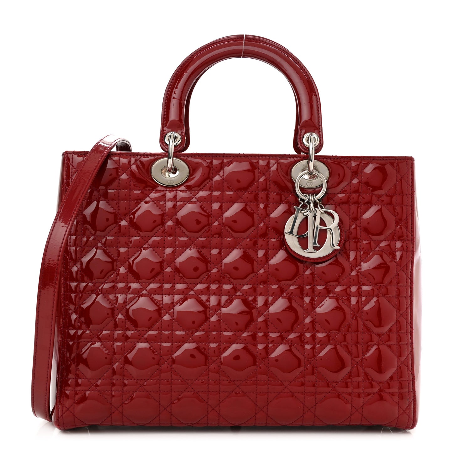 Patent Cannage Large Lady Dior Red