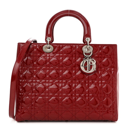Christian Dior Patent Cannage Large Lady Dior Red 1 of 11