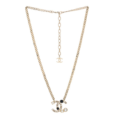 Chanel Crystal Pearl Resin CC Chain Necklace Gold Pearly White Black 2 of 4