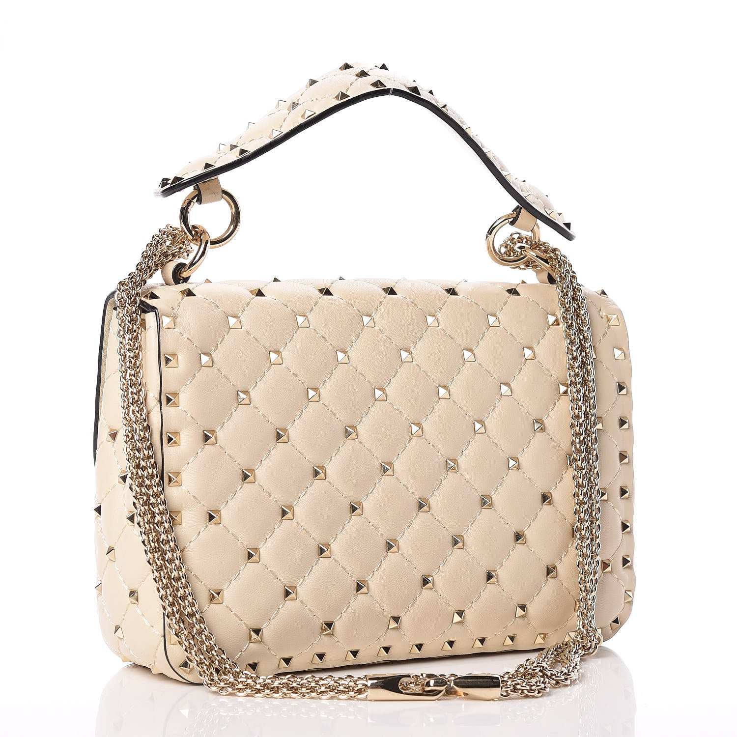 Valentino Garavani Nappa Medium Rockstud Spike Shoulder Bag Light Ivory 4 of 10