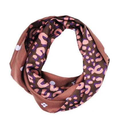 Louis Vuitton Silk Leopard Snood Scarf Mauve 1 of 6