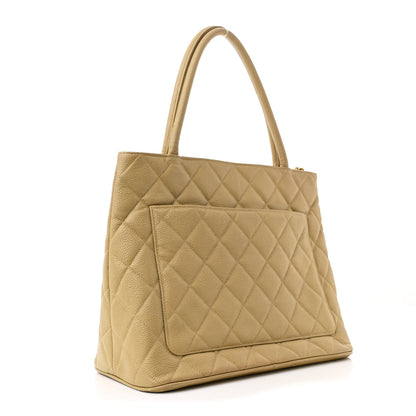 Chanel Caviar Quilted Medallion Tote Beige 3 of 13