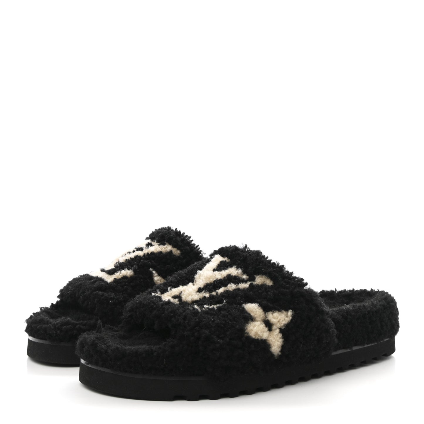 Shearling Monogram Giant Paseo Flat Comfort Mule 39 Black