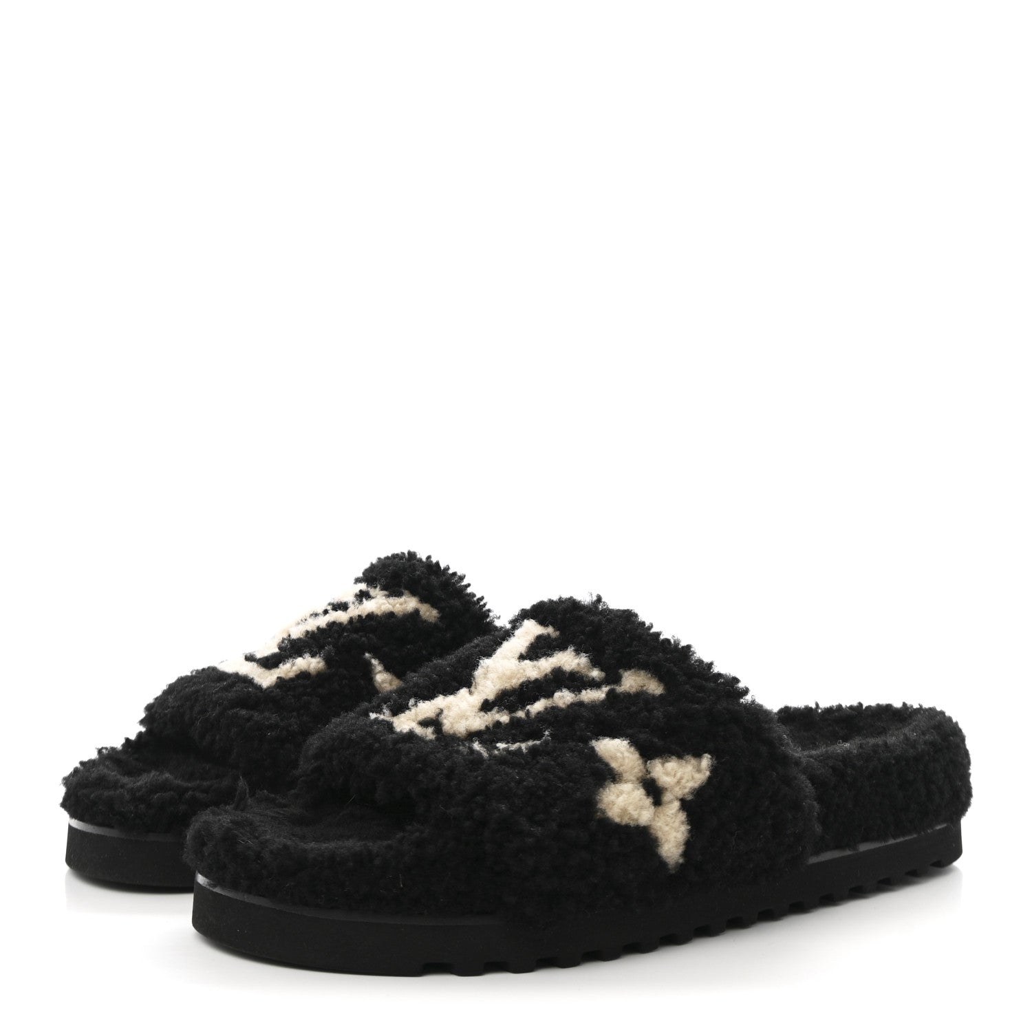 Louis Vuitton Shearling Monogram Giant Paseo Flat Comfort Mule 39 Black 4 of 9