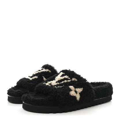 Louis Vuitton Shearling Monogram Giant Paseo Flat Comfort Mule 39 Black 4 of 9