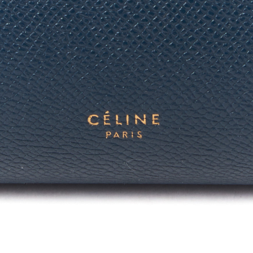 Grained Calfskin Mini Belt Bag Steel Blue